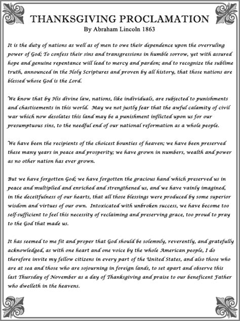 1995 - Thanksgiving Proclamation, Abraham Lincoln, 1863 - Law Offices ...