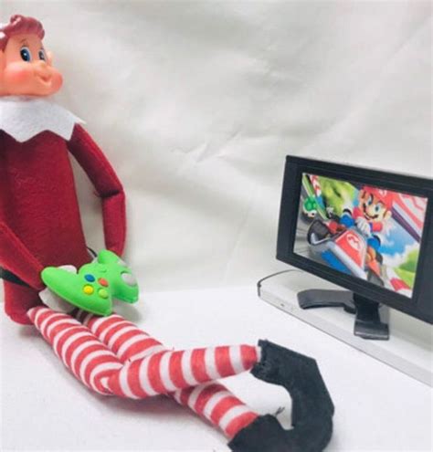 Christmas Elf Props Super Mario Game Monitor And Controller No Elf