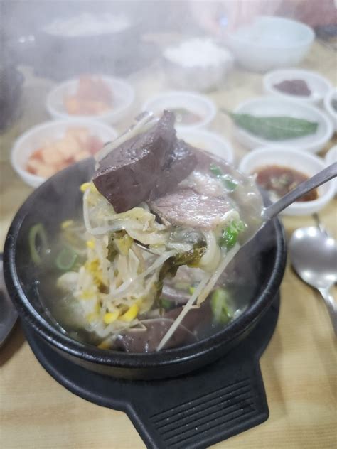 제주공항 근처 아침식사 맛장터해장국내장탕 선지해장국 네이버 블로그