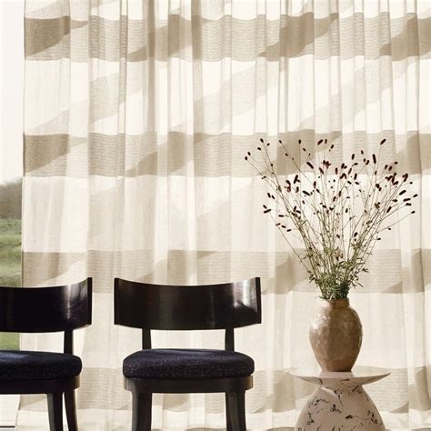 Patterned Sheer Curtain Fabric OSAO Larsen Polyester Cotton Linen