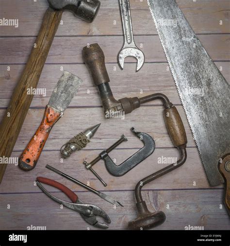 Old Wood Work Carpentry Tools Stock Photo Alamy