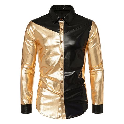 Oglccg Men S Sequins Metallic S Disco Shirts Shiny Regular Fit Long