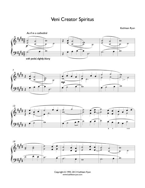 Veni Creator Spiritus Arr Kathleen Ryan By Kathleen Ryan Sheet Music For Piano Solo At Sheet