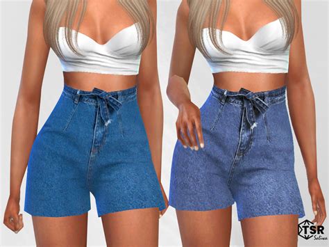 The Sims Resource High Waisted Tied Denim Shorts