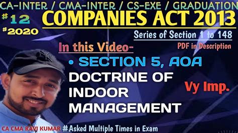 Section Aoa Doctrine Of Indoor Management Icai Module