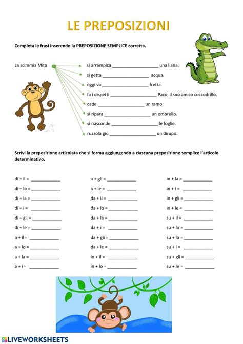 Le Preposizioni Semplici E Articolate Esercizi Per La Scuola Primaria