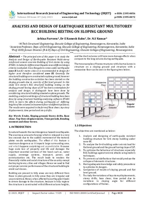 Pdf Irjet Analysis And Design Of Earthquake Resistant Multistorey Rcc Building Resting On