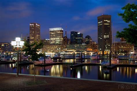 Inner Harbor and Baltimore Skyline at Dusk