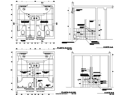 Toilet Plan And Section Detail Dwg File Cadbull