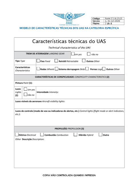 Pdf F Modelo De Caracter Sticas T Cnicas Dos Uas