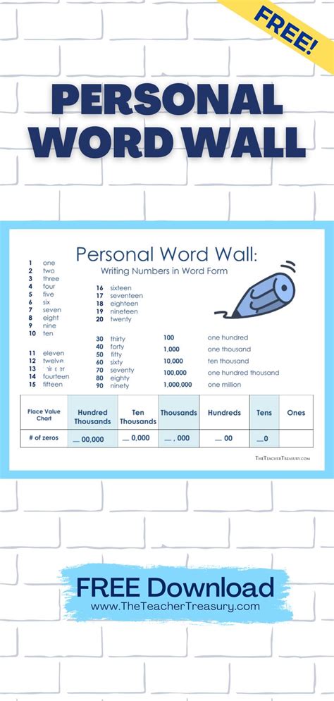 Personal Word Wall Writing Numbers In Word Form Personal Word Wall