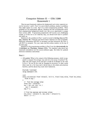 Fillable Online Cs Rpi CSci 1200 Homework 1 Computer Science