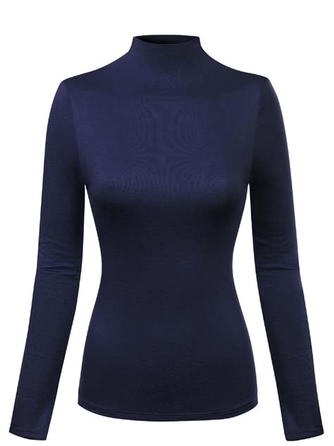 Made By Olivia Womens Mock Neck Long Sleeve Turtleneck Slim Fit