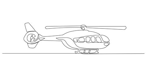 Continuous Line Art Air Transport Helicopter 21337404 Vector Art at ...