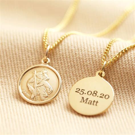 Personalised Gold Sterling St Christopher Necklace By Lisa Angel