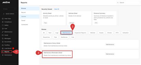 How To View Maintenance Reminders Detail Report Motive Help Center