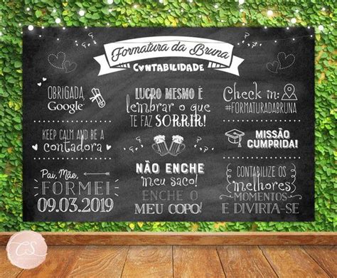 ARTE DIGITAL Chalkboard Formatura Ciências Contábeis Elo7