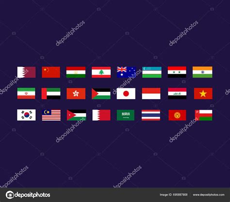 Asian Flags Nations 2023 Teams Countries Asian Football Symbol Logo ...