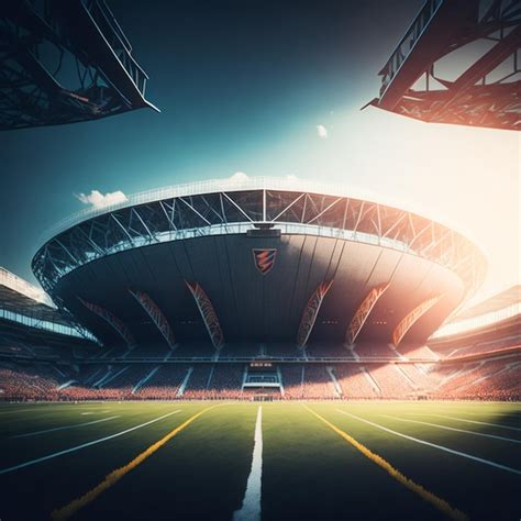 Premium AI Image | powerful vibrant football stadium front view cinematic