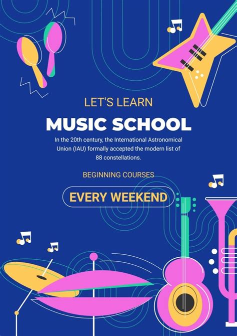 Edit This Linear Every Weekend Music School Poster Design For Free