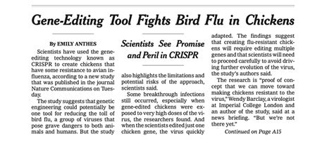 Scientists Use Crispr Gene Editing To Combat Bird Flu As Corn Soybean