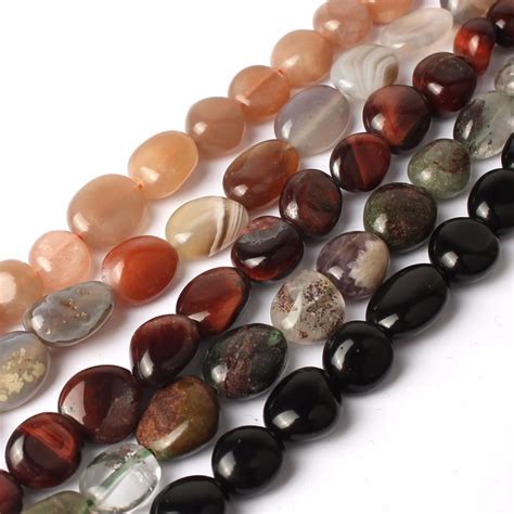 8 10 MM Natural Stone Irregular Tiger Eye Agates Obsidian Smooth Beads