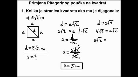 Primjena Pitagorinog Pou Ka Na Kvadrat Zadatak Youtube