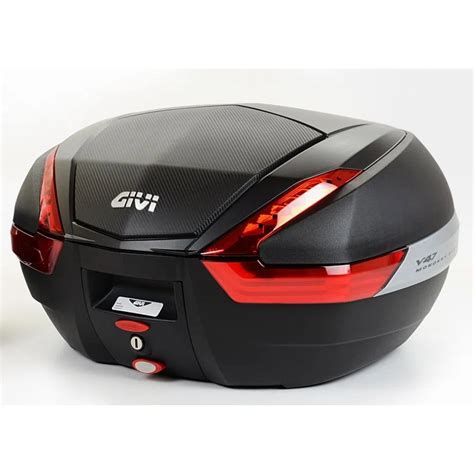 Baú Traseiro GIVI Monokey Preto V47 Tampa Imitando Carbono e Lente