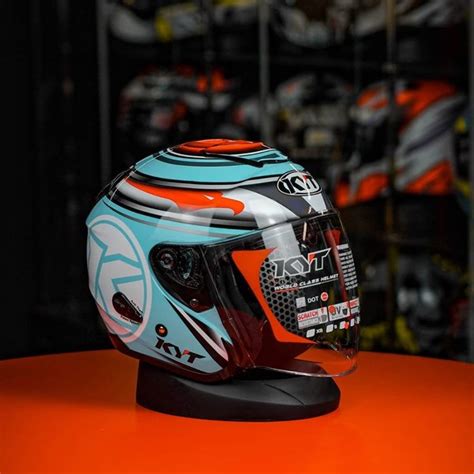 Jual Helm Kyt Kyoto Motif Aqua Marine Limited Edition Helm Half Face