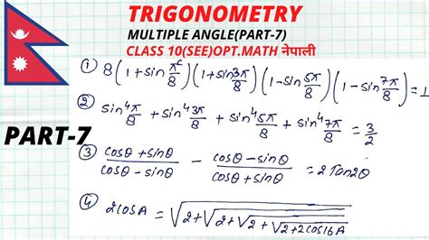 Trigonometry Multiple Angle Part Long Question Optional Math Class