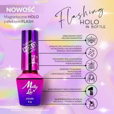 Lakier Hybrydowy MollyLac Flashing Holo In Bottle 5 G