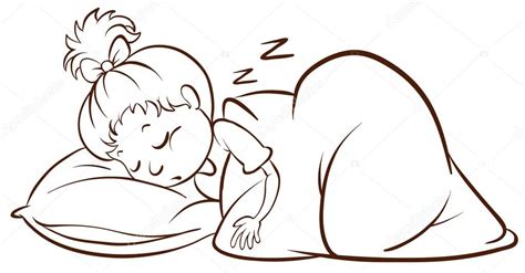 Imágenes Dibujo Niña Durmiendo Un Simple Dibujo De Una Niña Durmiendo — Vector De Stock