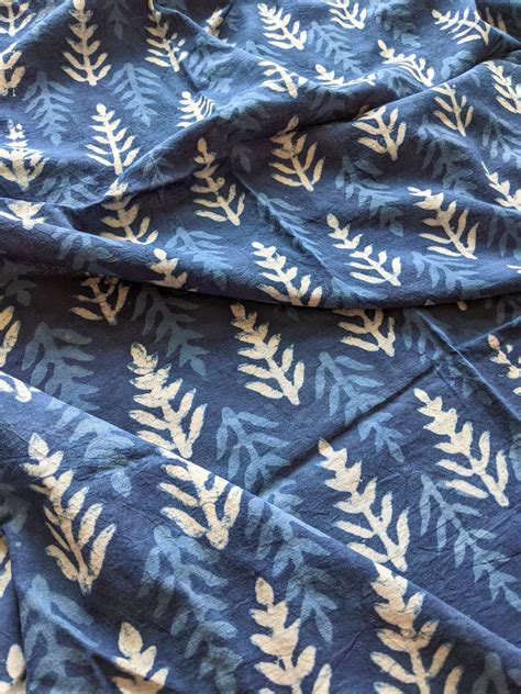 Indigo Fern Printed Fabric Craft Store Of India