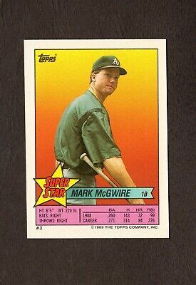 1989 Topps Sticker Baseball Card 3 Mark McGwire Oakland Athletics