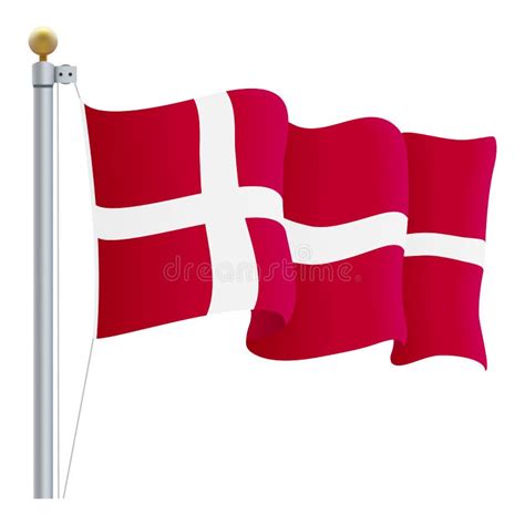 Waving Denmark Flag On A White Background Vector Illustration Stock