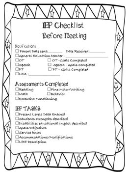 Iep Meeting Checklist By Kayla Gentry Tpt