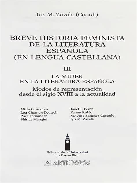 Breve Historia Feminista De La Literatura Española En La Lengua