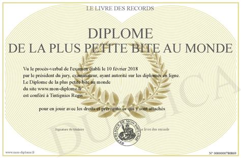 Diplome De La Plus Petite Bite Au Monde