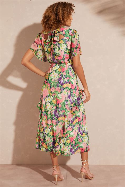 Buy Love And Roses Ivory Floral Printed Flutter Sleeve Tiered Ruffle Midi Dress From Next Croatia