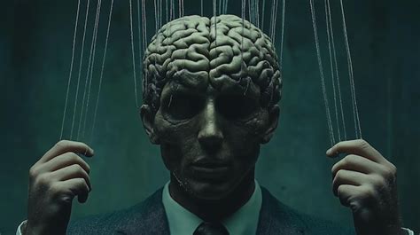 premium photo mind control concept  puppet strings  green