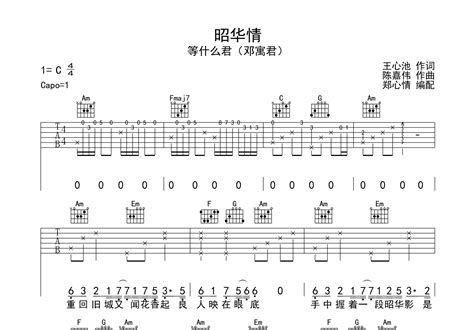 昭华情吉他谱 等什么君 C调吉他弹唱谱 原版 琴谱网