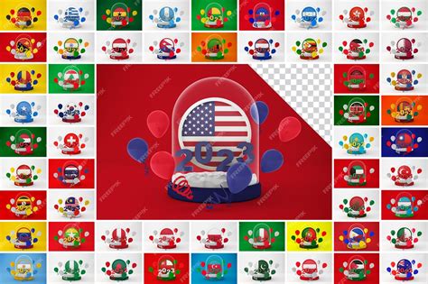 Premium PSD | 2023 Flags Globe