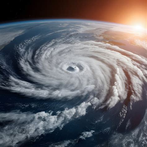 Cyclonic Storm from Space with Dense Cloud Formation Over Ocean, Sun ...