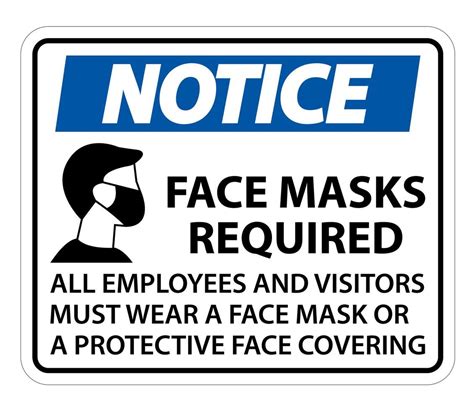 Notice Face Masks Required Sign On White Background 3784020 Vector Art