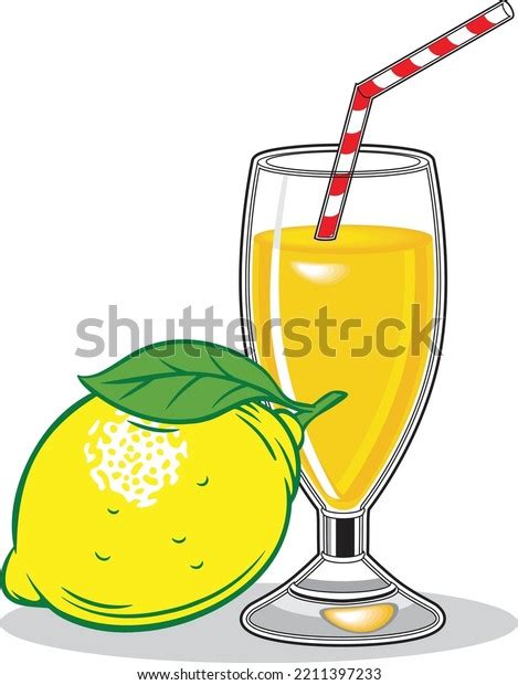 Glass Lemon Juice Lemonade Lemon Stock Vector Royalty Free 2211397233