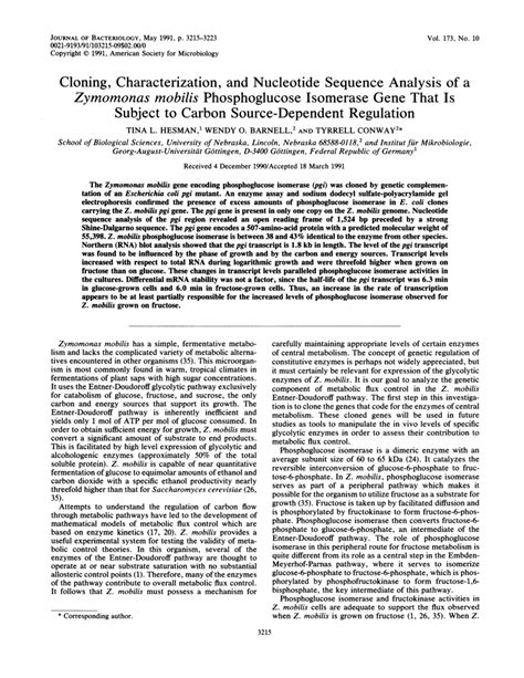 PDF Cloning Characterization And Nucleotide Sequence Analysis Of A