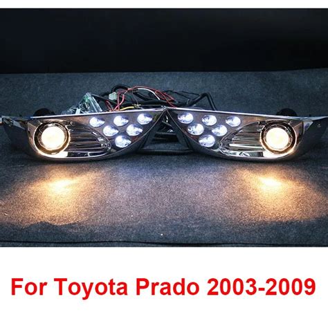 Chrome Led Front Fog Lamps Lights For Toyota Land Cruiser Prado Fj