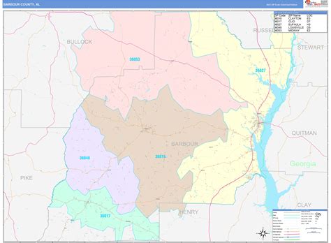 Barbour County Al Wall Map Color Cast Style By Marketmaps