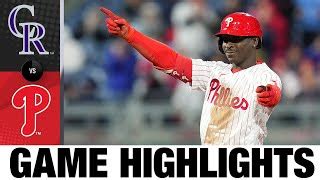 Rockies Vs Phillies Game Highlights Mlb Highlights By Mlb