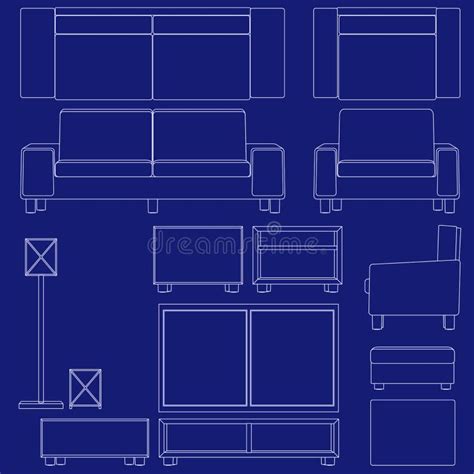 Blueprint Living Room Furniture Stock Photography Image 11234652